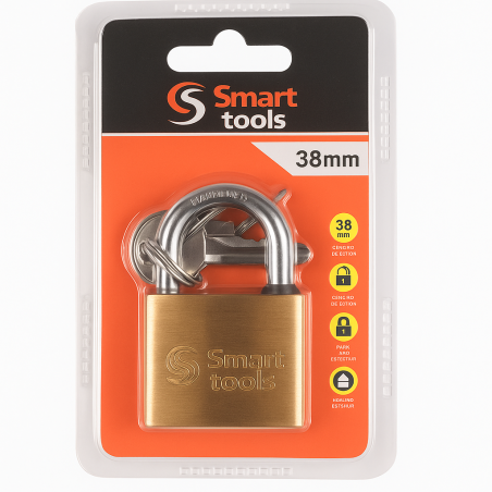 CANDADO SMARTOOLS ACERO BRONCEADO 38 MMS